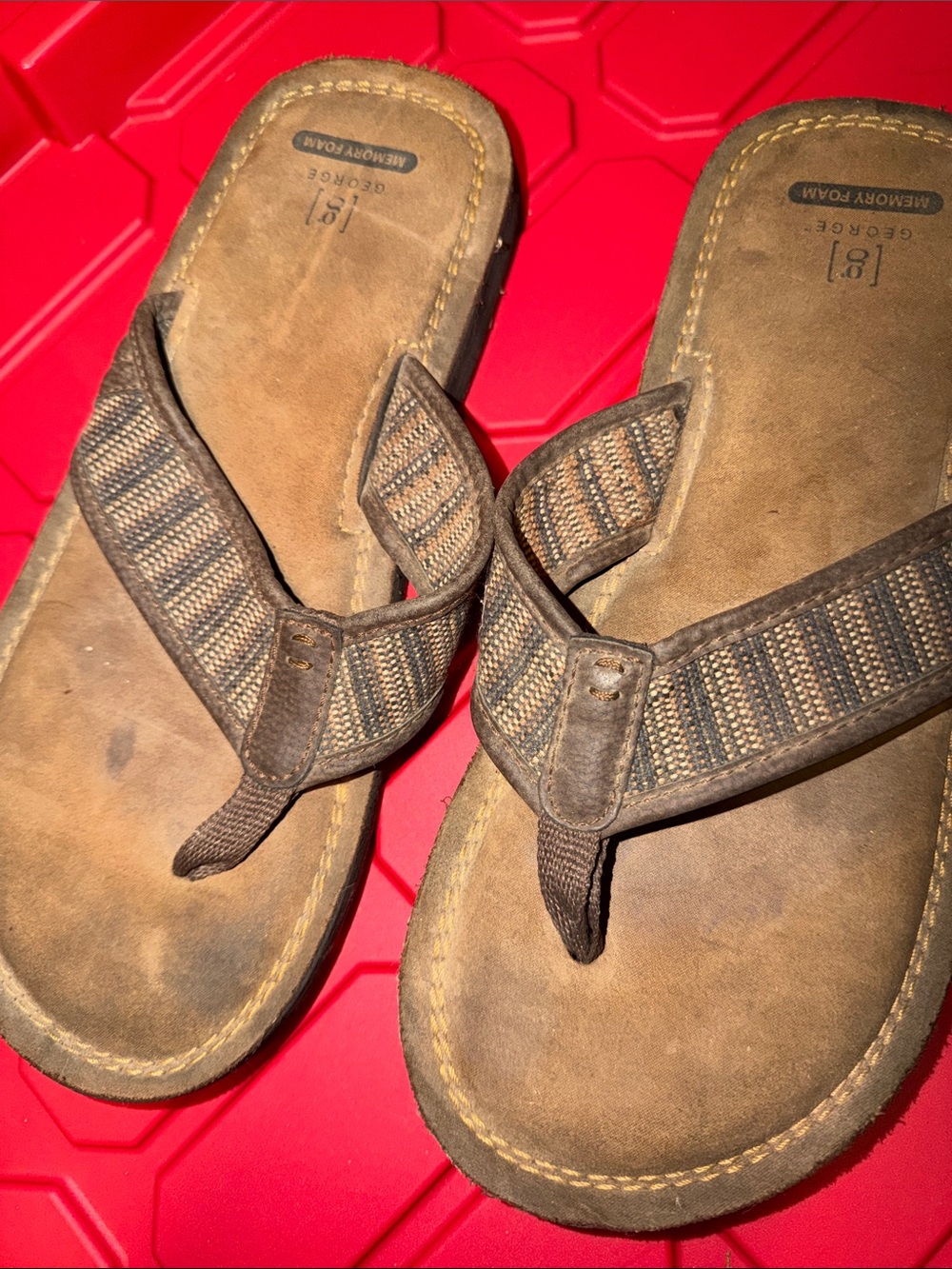 George Brown Men’s Woven-Style Flip Flop Sandals - Picture 2 of 5